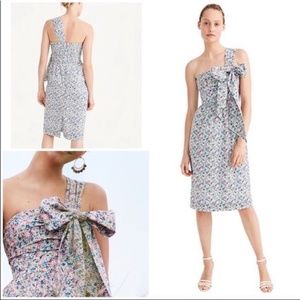 J Crew Liberty One Shoulder Dress with Bow. Size 8. NWT.